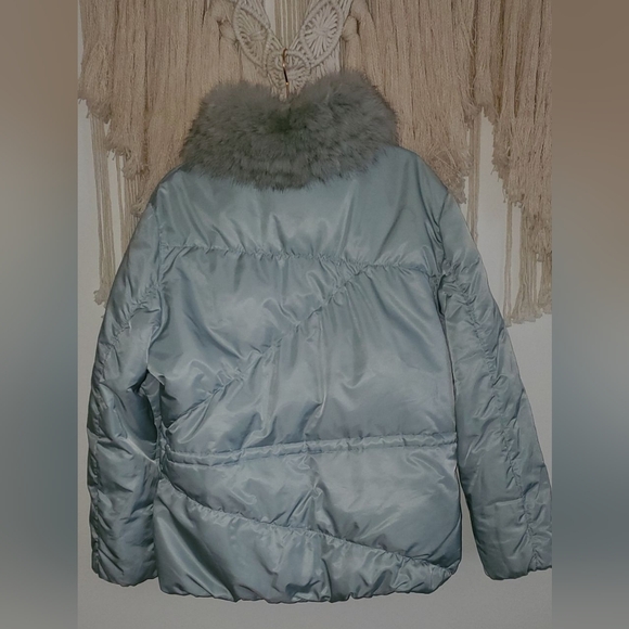 I Maddison Women's Down Coat Jacket Real Fox Fur Size Large - Picture 2 of 8